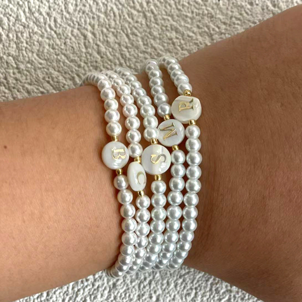 Imitation Pearl Letter Bracelet