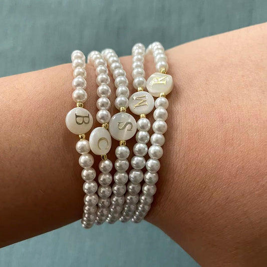 Imitation Pearl Letter Bracelet